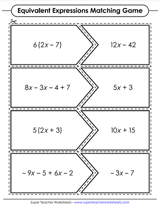 Equivalent Algebraic Expressions - Puzzle