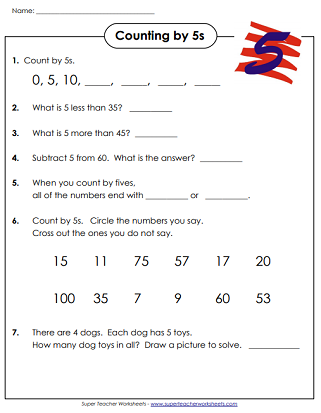 Skip Counting By 5s Worksheets