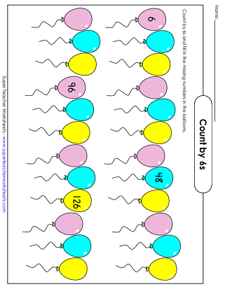 Count By 6s (Skip Counting) Printables