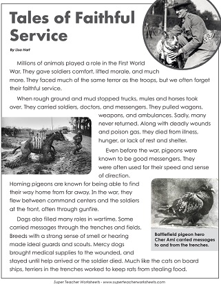 World War I Worksheets