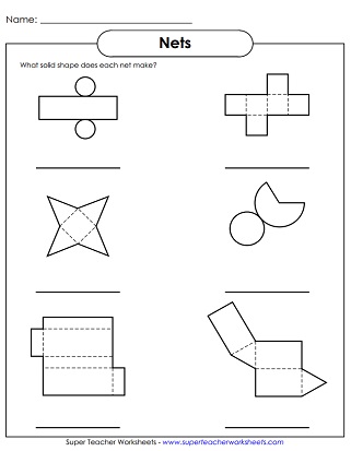 Solid Shapes Worksheet (Nets)