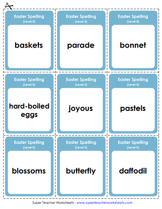 Easter Spelling Worksheets - Flashcards