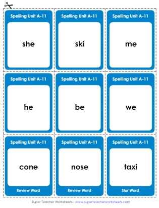 First Grade Spelling Flash Cards