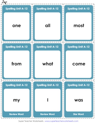 First Grade Spelling Flashcards