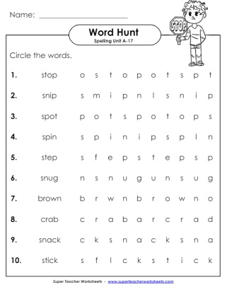 Grade 1 Spelling Word Hunt