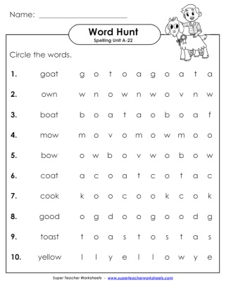 First Grade Spelling Word Hunt