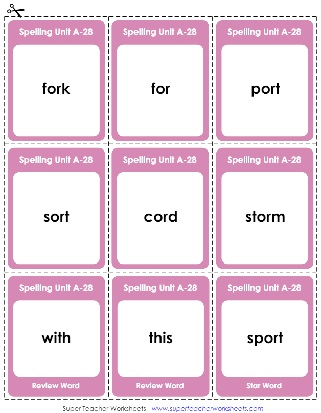 Spelling Flashcards First Grade