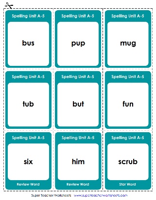 1st Grade Spelling Flash Cards