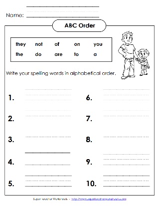 First Grade ABC Order Worksheet