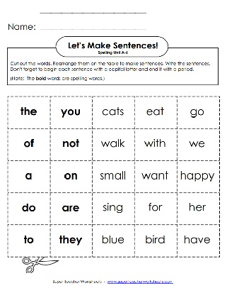 1st Grade Spelling Making Sentences Worksheet