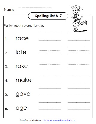 Write Each Spelling Word Worksheet