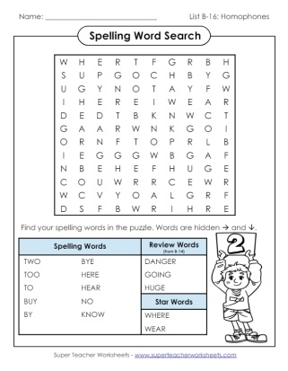 Grade 2 Spelling Word Search