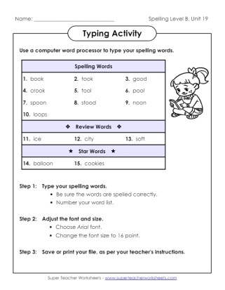 Typing Activity Grade 2 Spelling