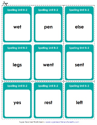 2nd Grade Spelling Flash Cards