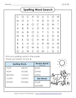 Word Search Grade 2 Spelling