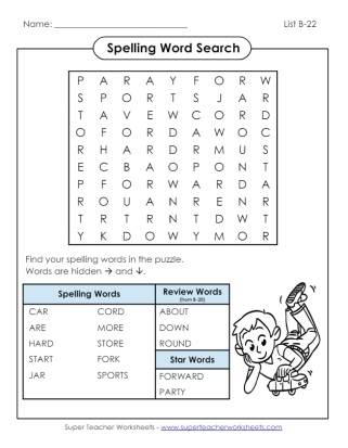 Grade 2 Spelling Word Search