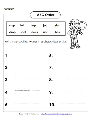 Second Grade ABC Order Worksheet