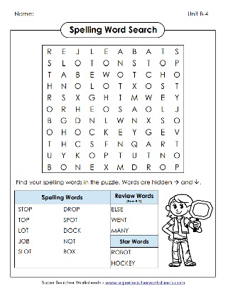 2nd Grade Spelling Word Search Puzzle