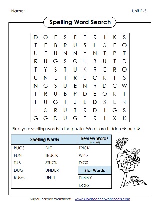 2nd Grade Spelling Word Search 