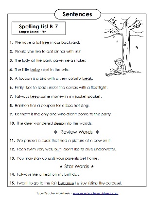 2nd Grade Spelling Test Sentences