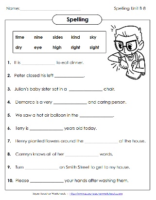 Second Grade Spelling - Fill in the Blank PDF