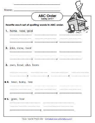 2nd Grade Spelling ABC Order Activity