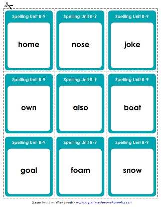 2nd Grade Spelling Review Cards