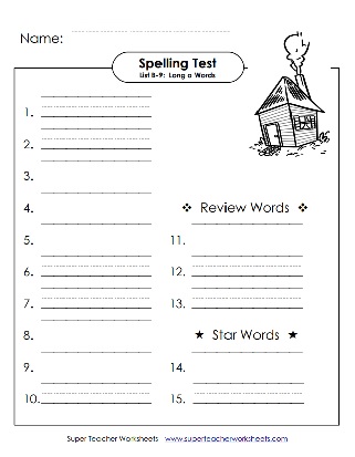 2nd Grade Spelling Test Template