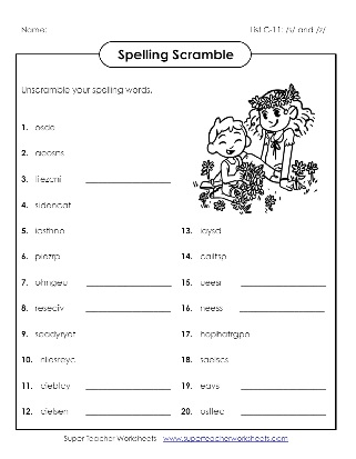 Third Grade Spelling Scramble