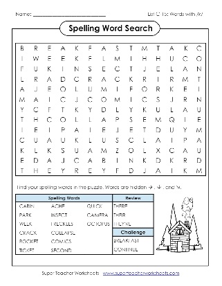 Third Grade Spelling Word Search