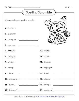 Third Grade Spelling Scramble