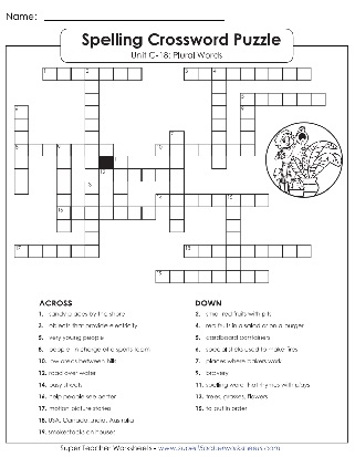 Third Grade Spelling Crossword Puzzle