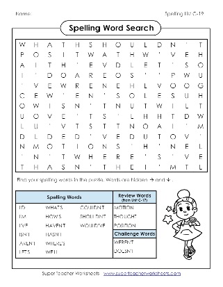 Third Grade Spelling Word Search