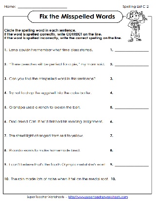 3rd Grade Spelling Worksheet