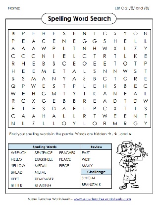 3rd Grade Spelling Word Search Puzzle