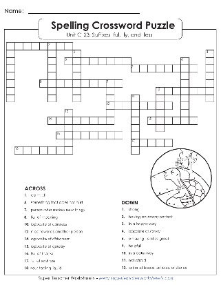 Third Grade Spelling Crossword Puzzle