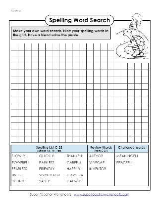 Third Grade Spelling Word Search