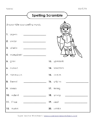 Third Grade Spelling Scramble