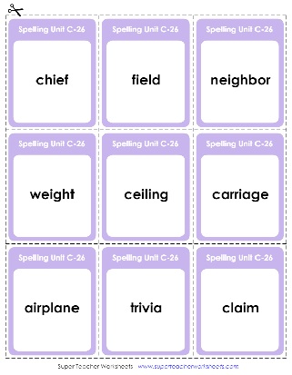 Third Grade Spelling Flashcards