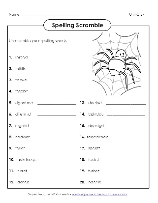 Third Grade Spelling Scramble