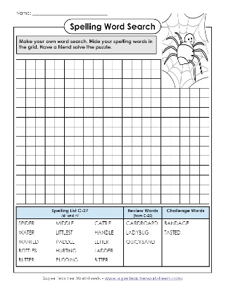 Third Grade Spelling Word Search