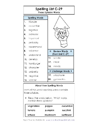 Third Grade Spelling List