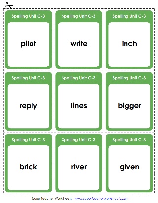 3rd Grade Spelling Word Review Cards