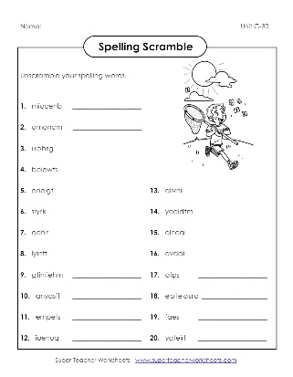 Third Grade Spelling Scramble