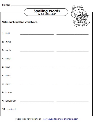 3rd Grade Spelling Words Printable