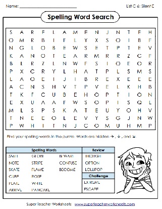 Third Grade Spelling Word Search Puzzle