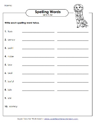 Third Grade Write Each Spelling Word Twice Worksheet