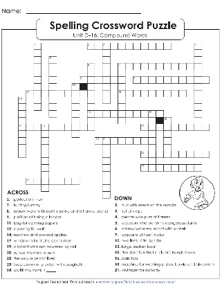 Grade 4 Spelling Crossword Puzzle