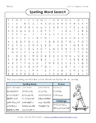 4th Grade Spelling Word Search