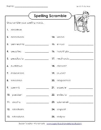 Fourth Grade Spelling Scramble